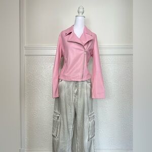 Juicy Couture Pink Leather Jacket Classic Tailored Design